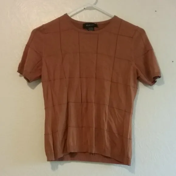 100% Silk Knit Short Sleeved Sweater- Terracotta