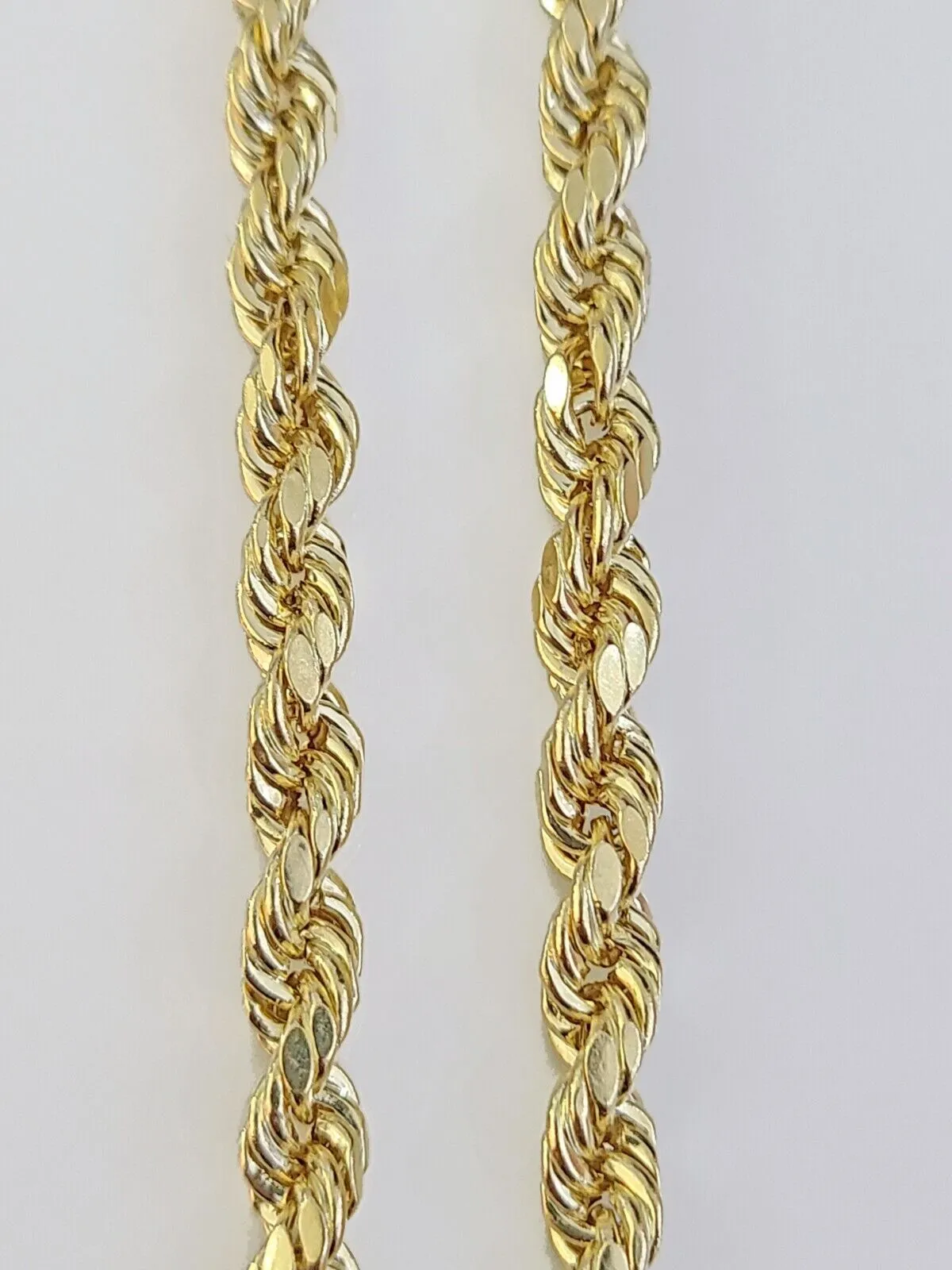14k Gold Nugget Cross Pendent and 5mm 24 Inches Rope Chain