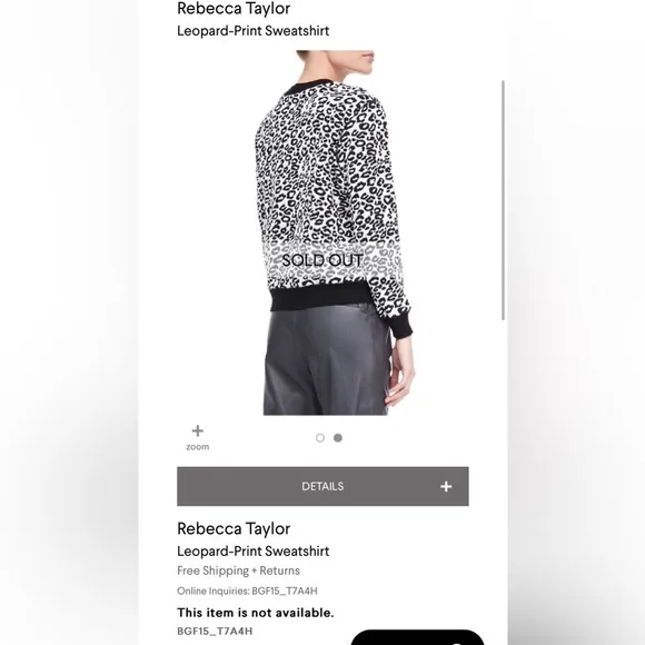 $170 REBECCA TAYLOR Sweatshirt Women S Leopard Print Crewneck Lightweight Trendy