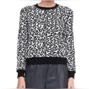 $170 REBECCA TAYLOR Sweatshirt Women S Leopard Print Crewneck Lightweight Trendy