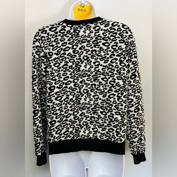 $170 REBECCA TAYLOR Sweatshirt Women S Leopard Print Crewneck Lightweight Trendy