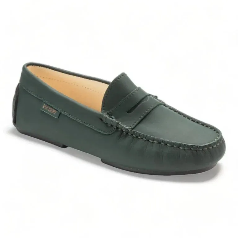 2485 - Green Sahara Leather Soft Loafer for Girl by London Kids