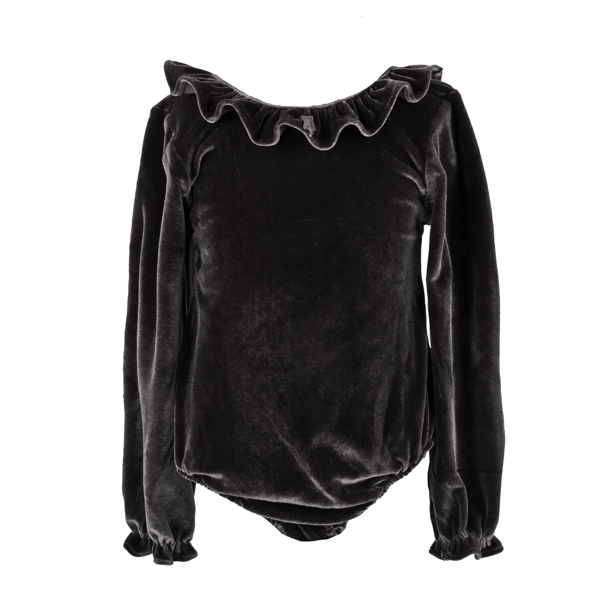 [6y] Tocoto Vintage Velvet Bodysuit - Brown