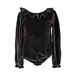 [6y] Tocoto Vintage Velvet Bodysuit - Brown
