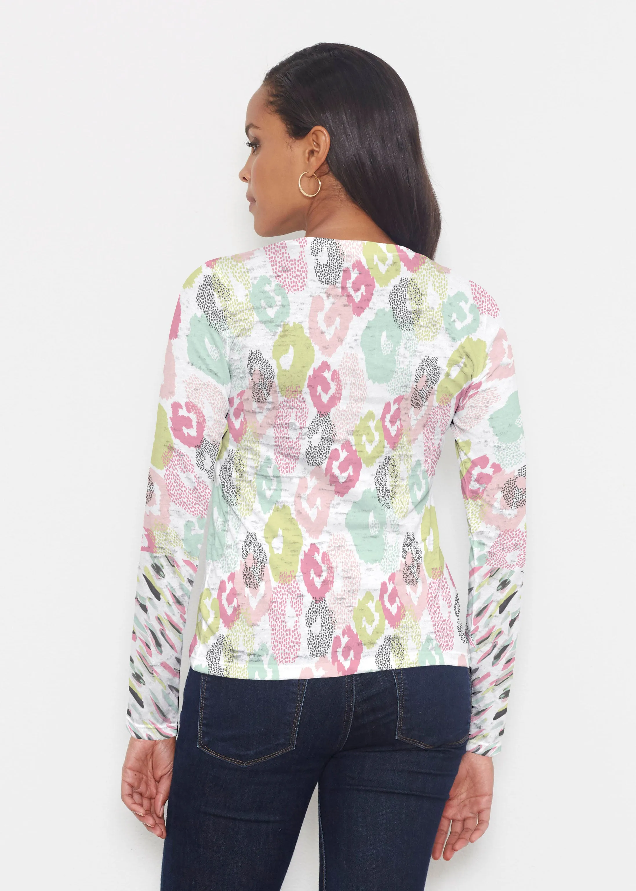 Abstract Pastel Ikat (7813) ~ Signature Long Sleeve Crew Shirt