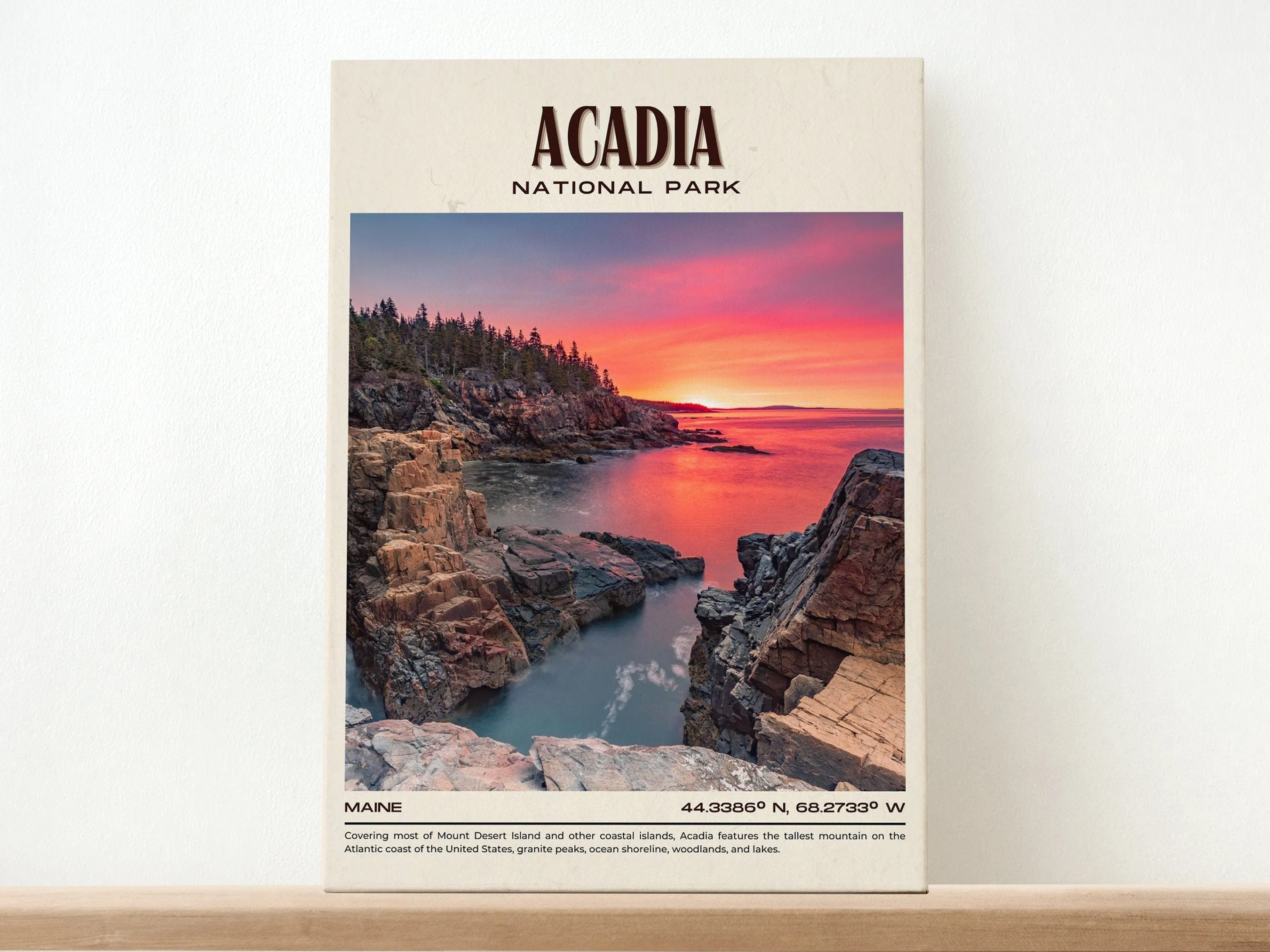 Acadia National Park Vintage Wall Art, Maine, USA