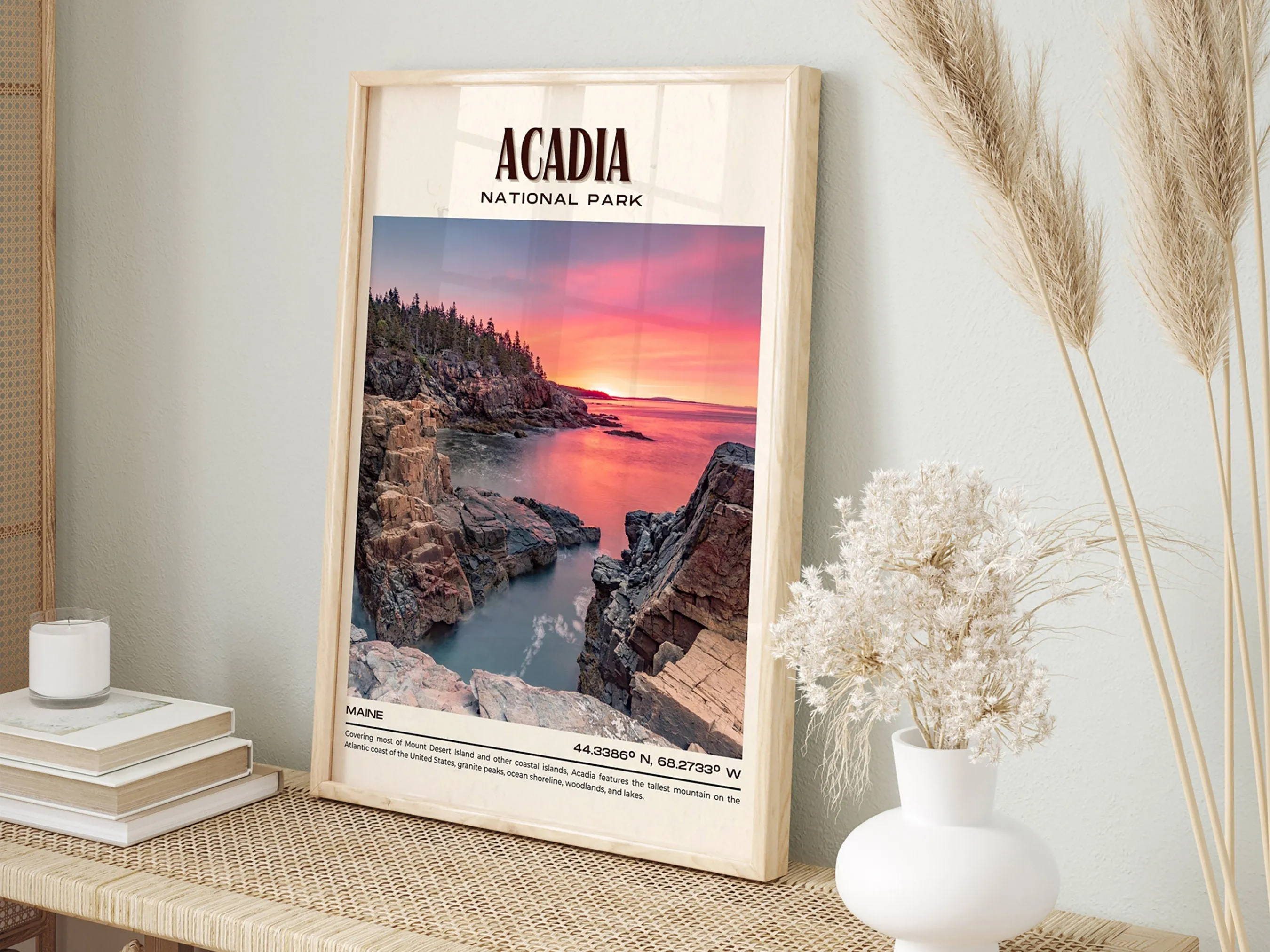 Acadia National Park Vintage Wall Art, Maine, USA