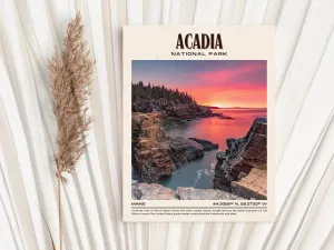 Acadia National Park Vintage Wall Art, Maine, USA