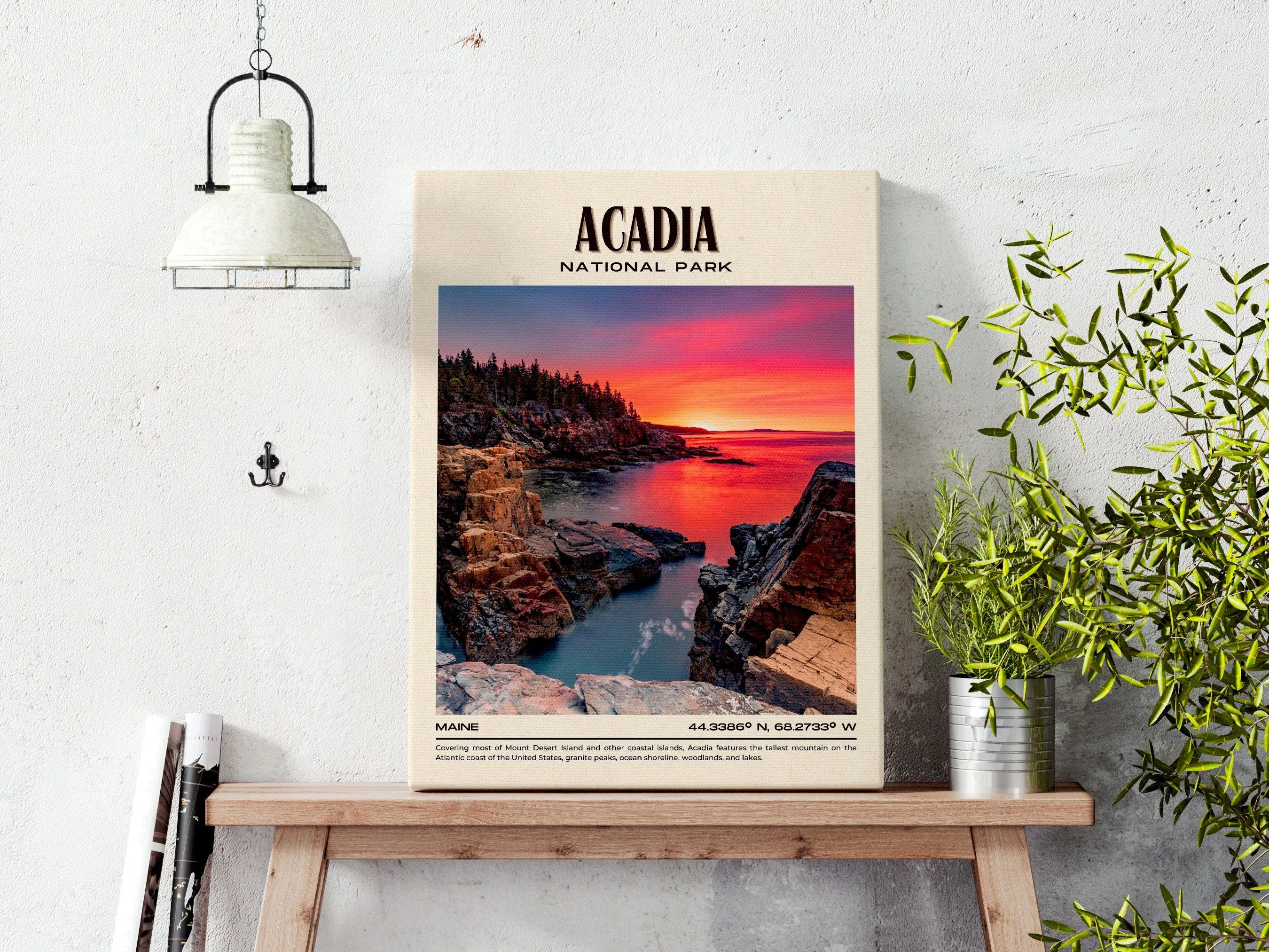 Acadia National Park Vintage Wall Art, Maine, USA