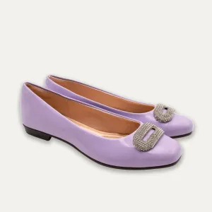 Adel Crystal Buckle Mauve Ballet Flats