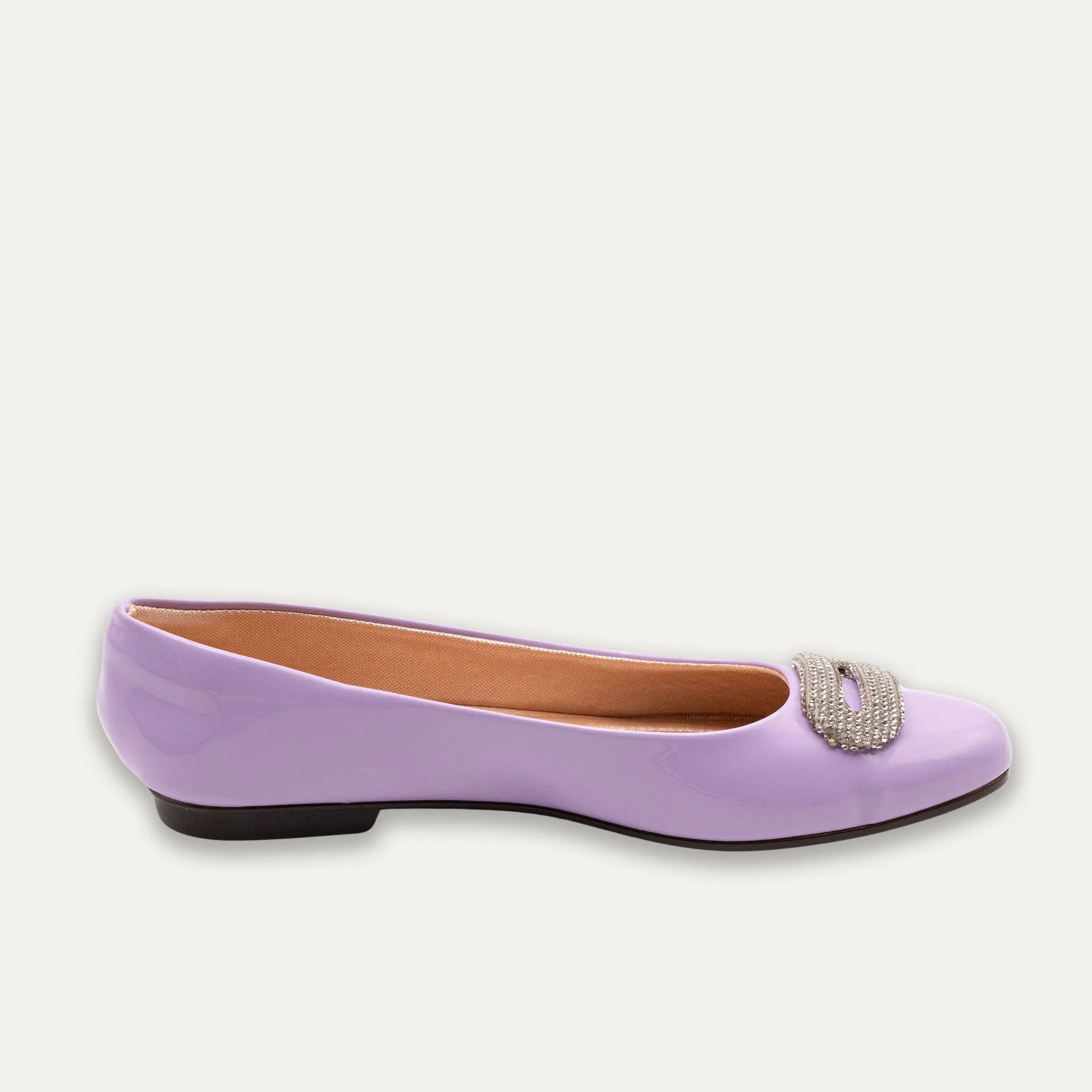 Adel Crystal Buckle Mauve Ballet Flats