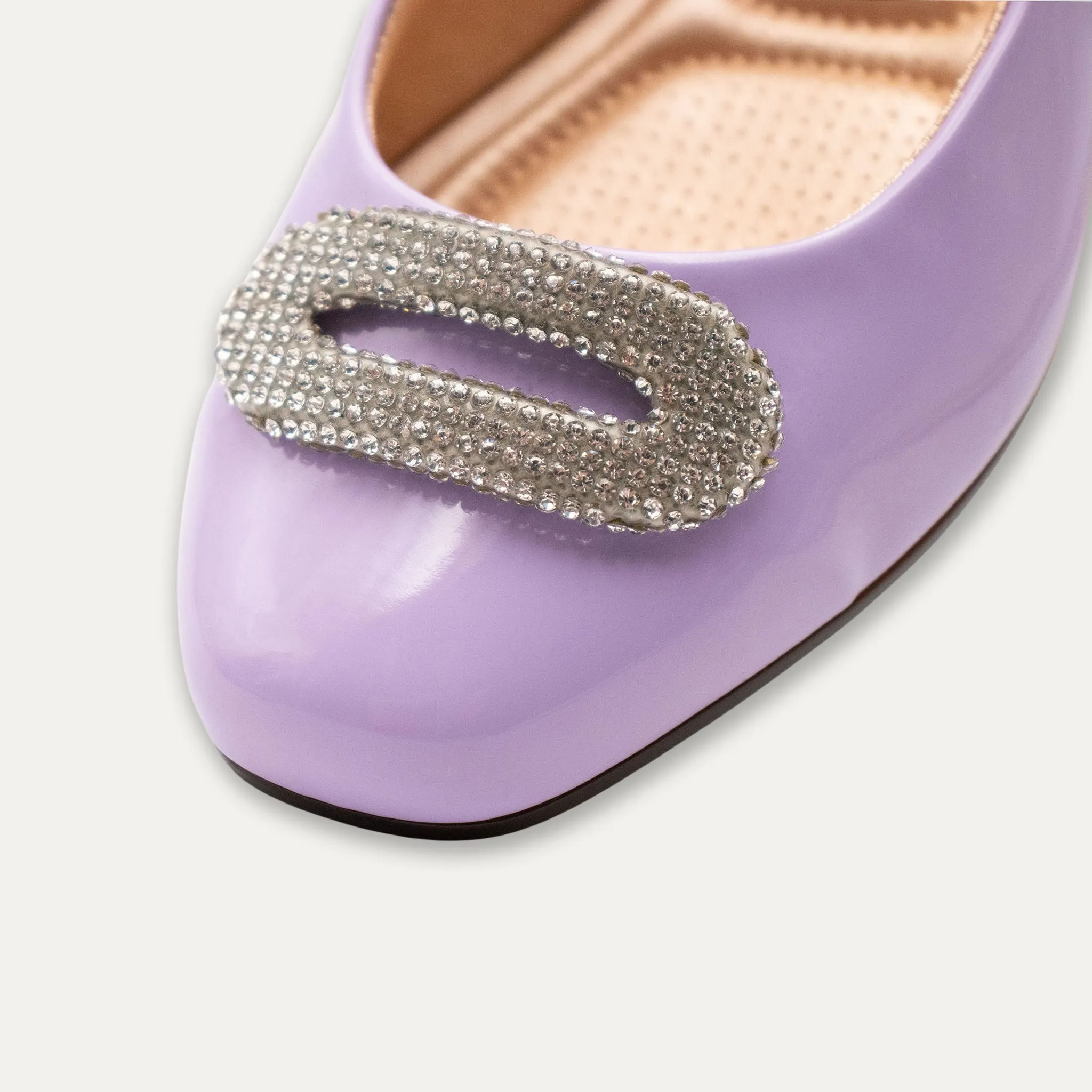 Adel Crystal Buckle Mauve Ballet Flats