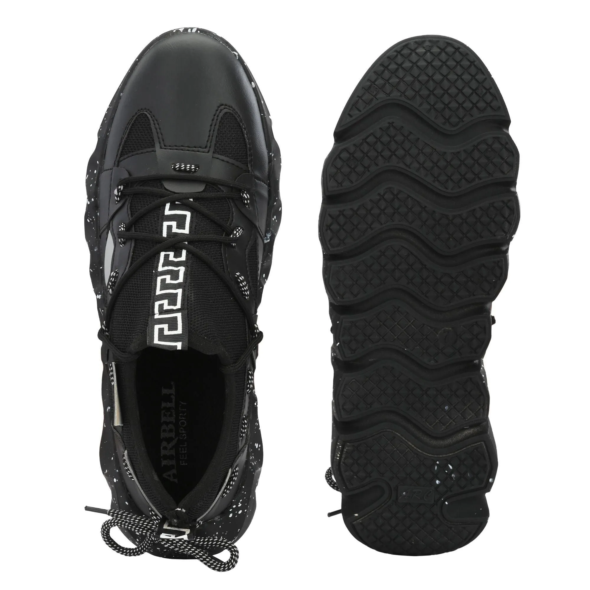 Airbell Black Mesh Lightweight Sports Running Shoes for Men's
