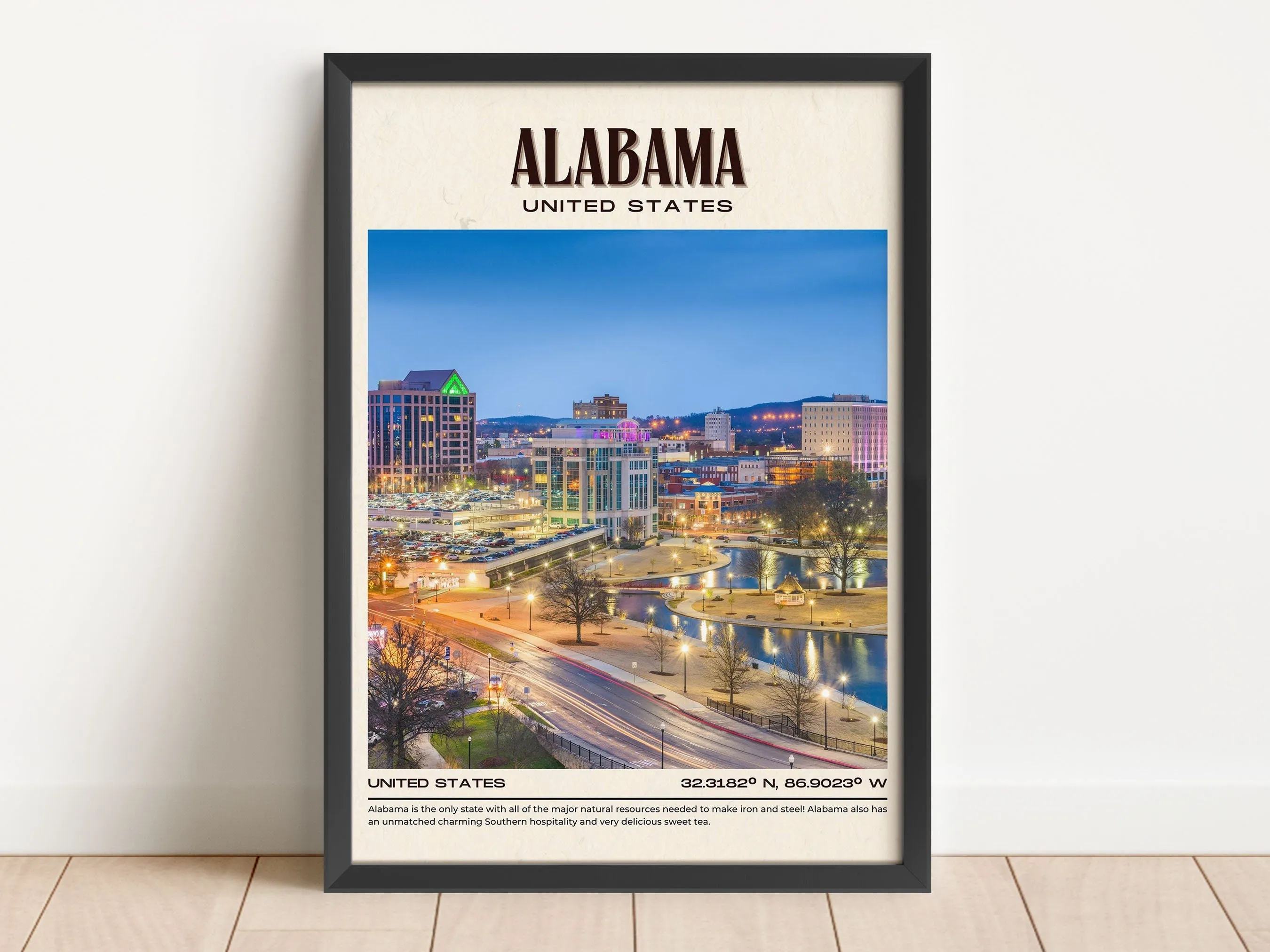 Alabama Vintage Wall Art, United States