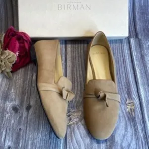 Alexandre Birman Clarita Tan Suede/Leather Smoking Slippers 40M
