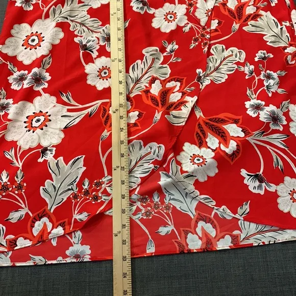 Ann Taylor Factory NWT Floral Skirt Red White 16 Wrap Waist Button Tie Tropical