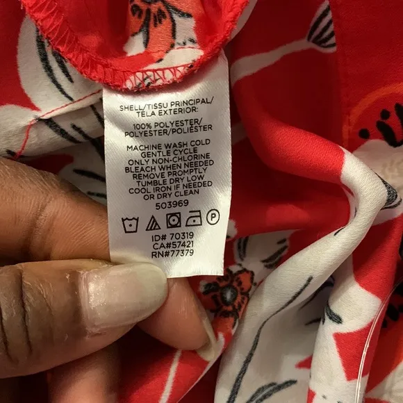 Ann Taylor Factory NWT Floral Skirt Red White 16 Wrap Waist Button Tie Tropical
