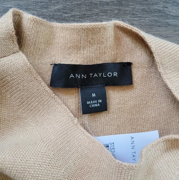 Ann Taylor Tan Zebra Print Mixed-Media Sleeveless Flare Dress NWT Size Medium