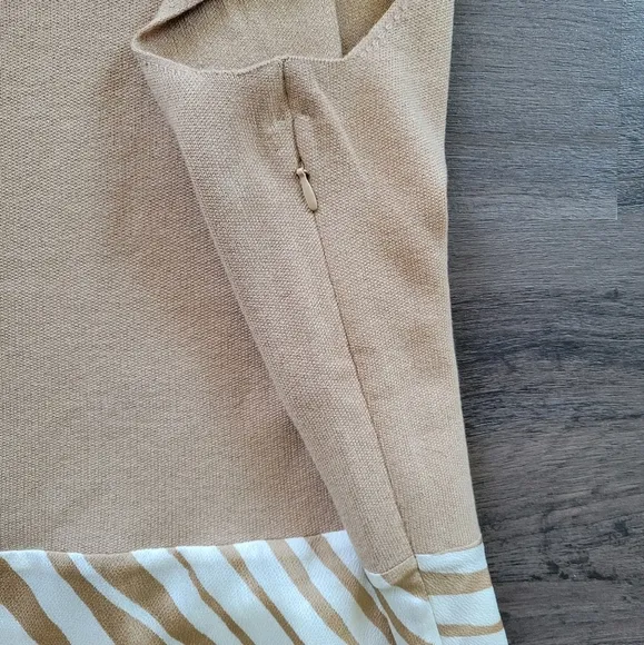 Ann Taylor Tan Zebra Print Mixed-Media Sleeveless Flare Dress NWT Size Medium