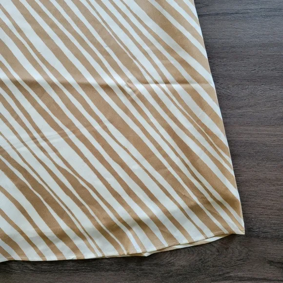 Ann Taylor Tan Zebra Print Mixed-Media Sleeveless Flare Dress NWT Size Medium