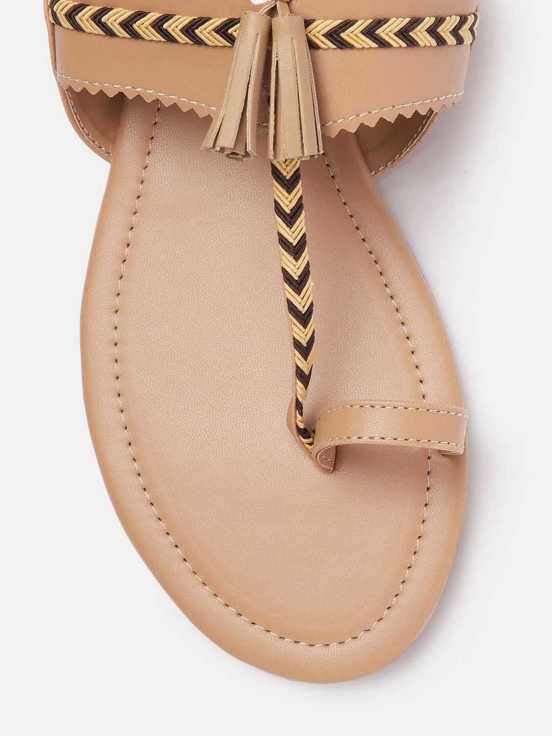 Anouk Women Woven Ethnic One Toe Flats with Tassels