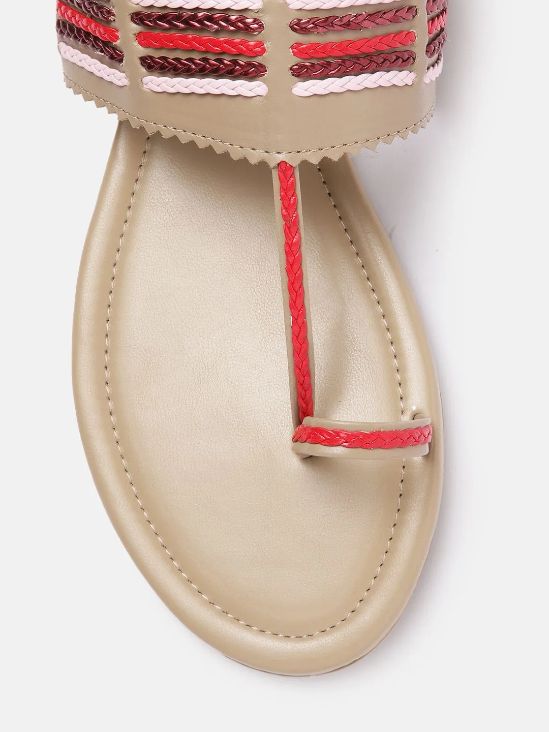 Anouk Women Woven Striped Ethnic One Toe Flats