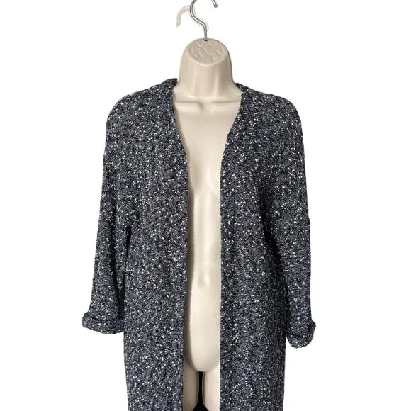 Anthropologie Dolan Oak Street Boucle Knit Duster Cardigan Navy/White S