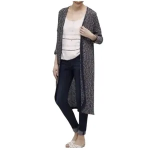 Anthropologie Dolan Oak Street Boucle Knit Duster Cardigan Navy/White S