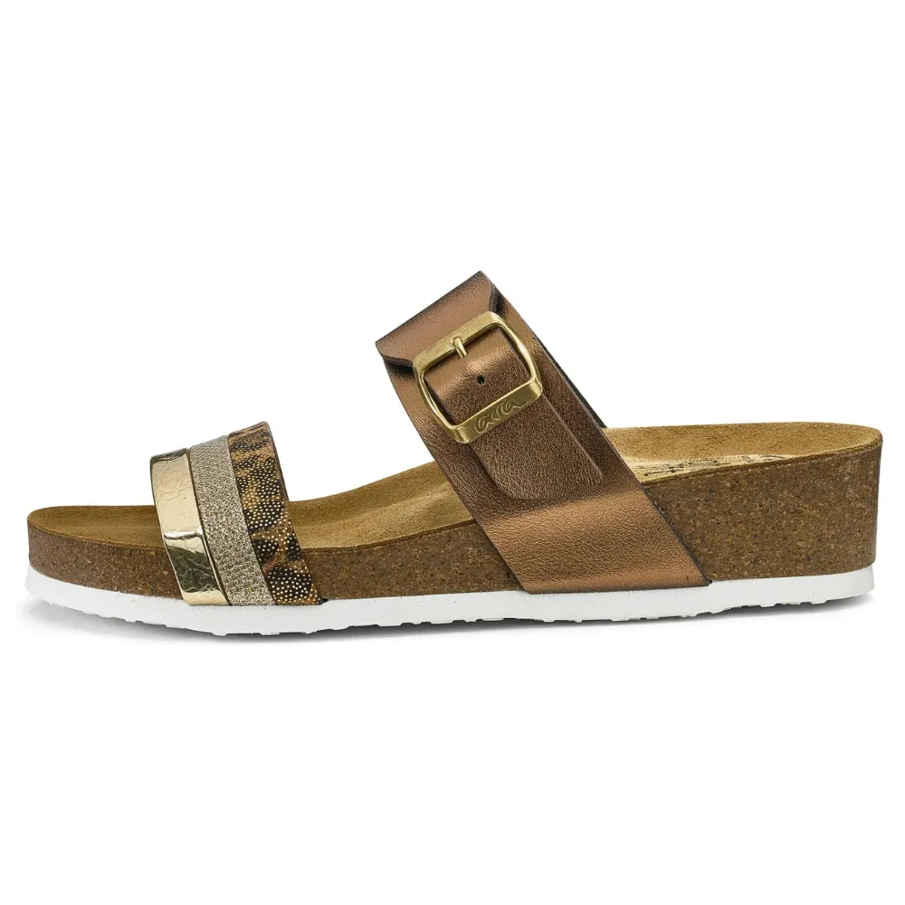 Ara Bonnie Gold/Leo/Bronze Cork Wedge Slide Sandal (Women's)