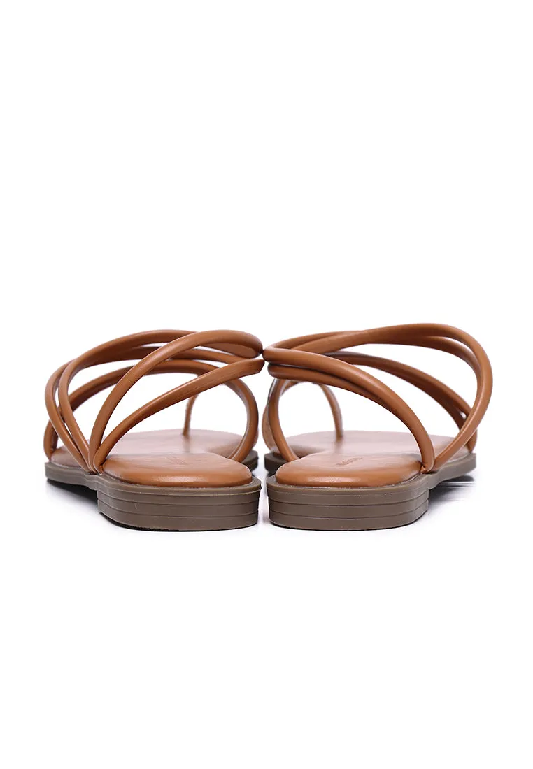 Ariana Strappy Toe Ring Sandals (Brown)