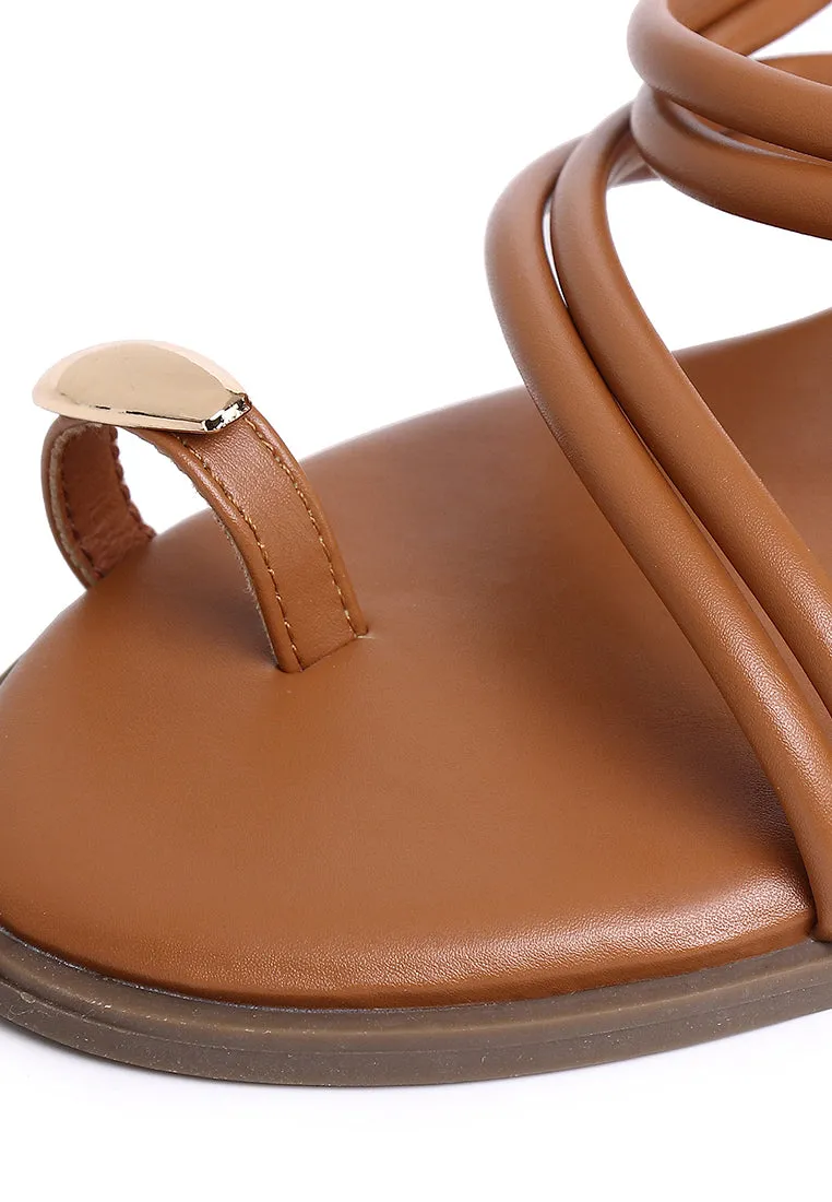 Ariana Strappy Toe Ring Sandals (Brown)