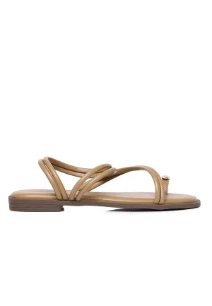 Ariana Strappy Toe Ring Sandals (Caramel)