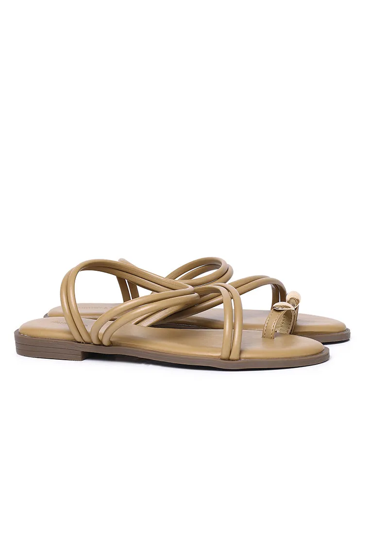 Ariana Strappy Toe Ring Sandals (Caramel)