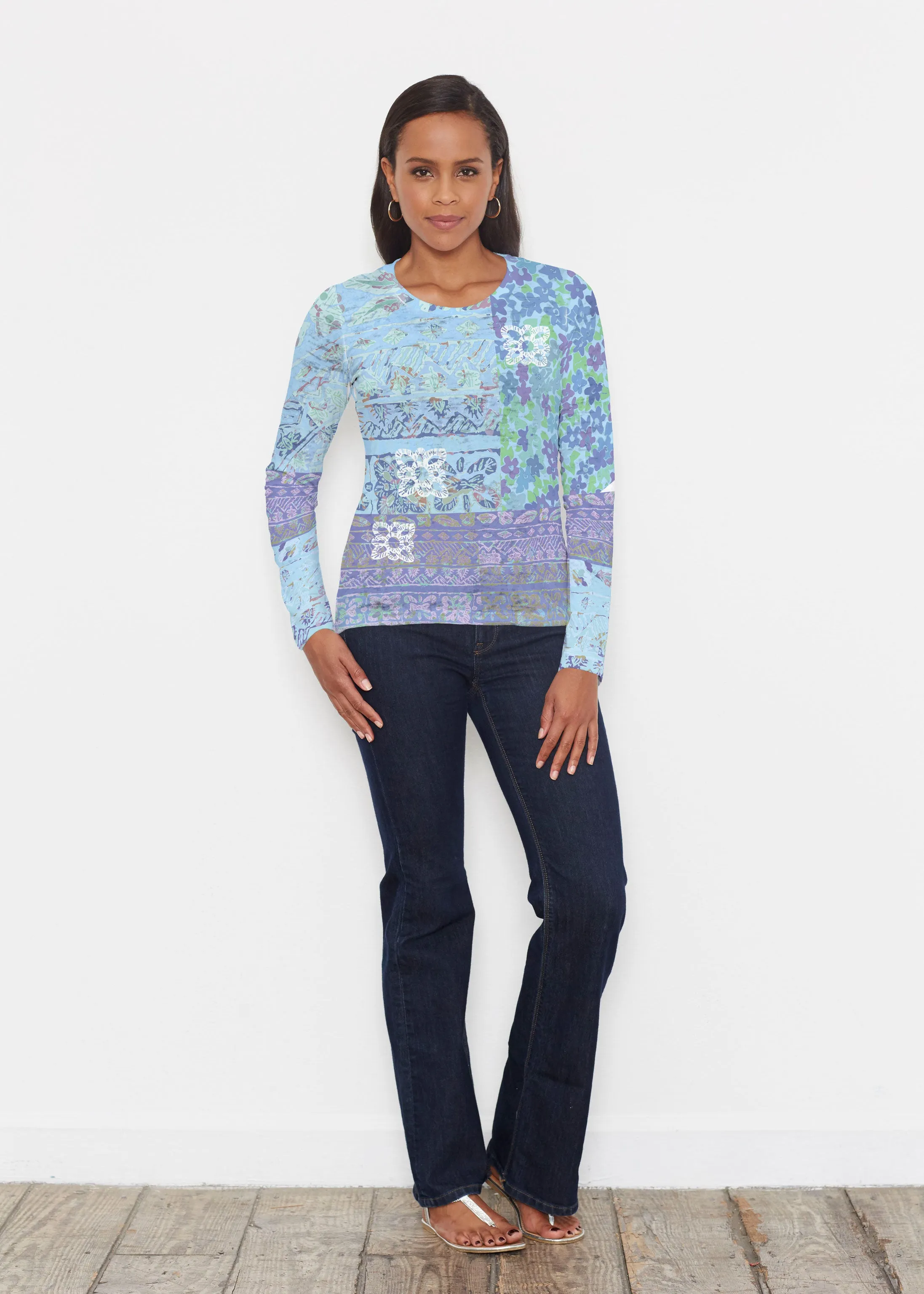 Aspen Aqua (19186) ~ Signature Long Sleeve Crew Shirt