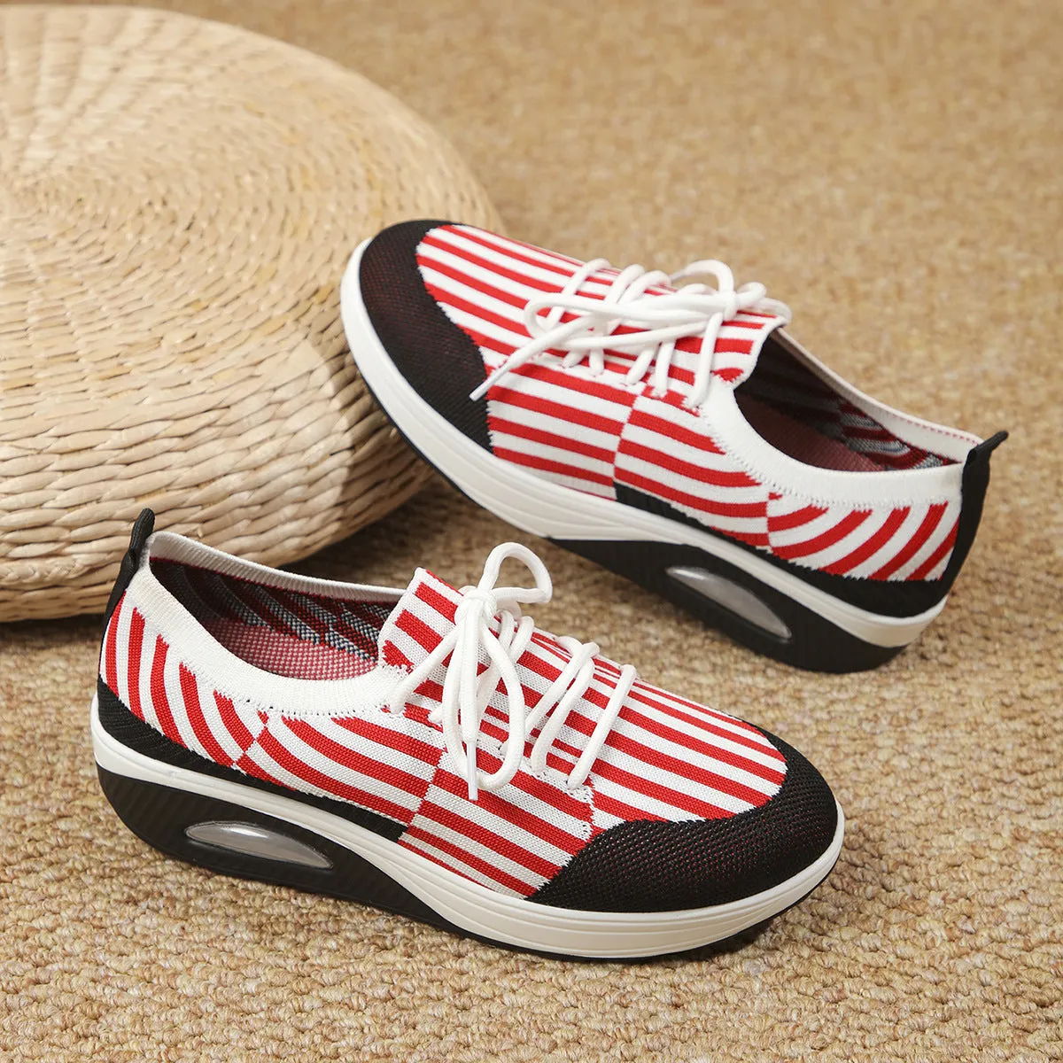 Athletic Shoes - Breathable Mesh Round Toe Athletic