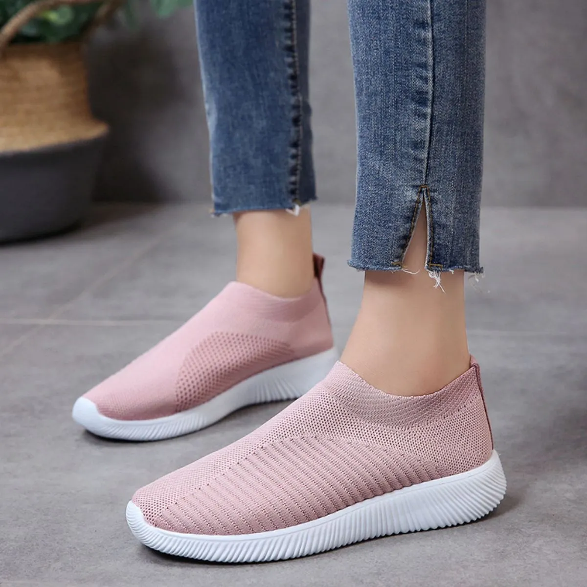 Athletic Shoes - Breathable Mesh Slip-On Athletic