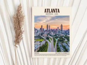Atlanta Vintage Wall Art, Georgia, USA