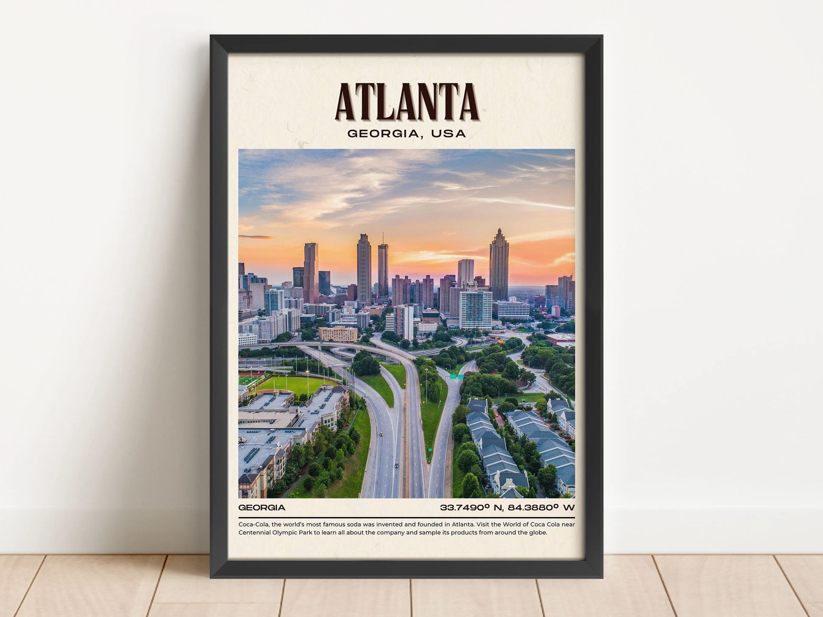 Atlanta Vintage Wall Art, Georgia, USA