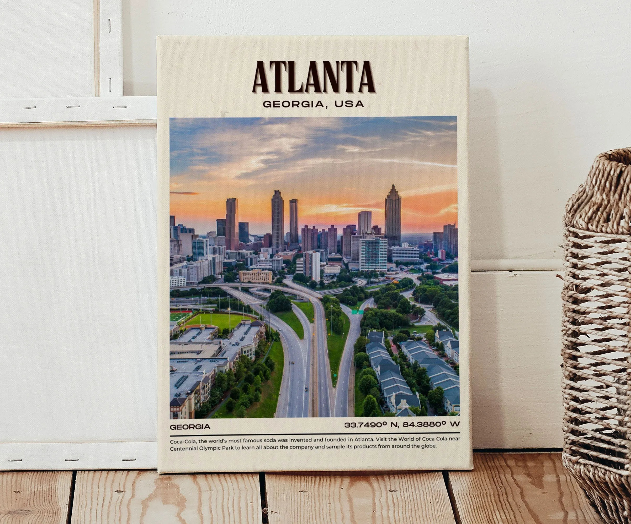 Atlanta Vintage Wall Art, Georgia, USA