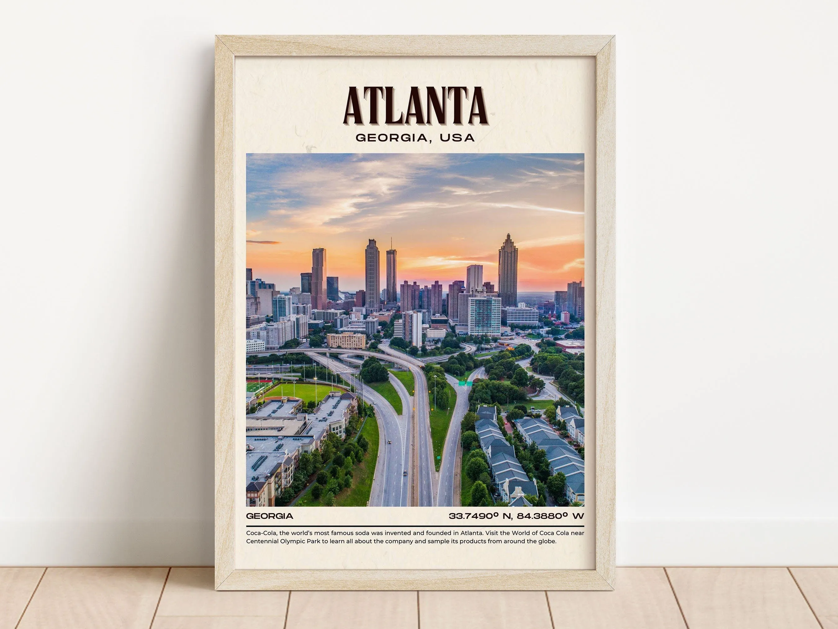 Atlanta Vintage Wall Art, Georgia, USA