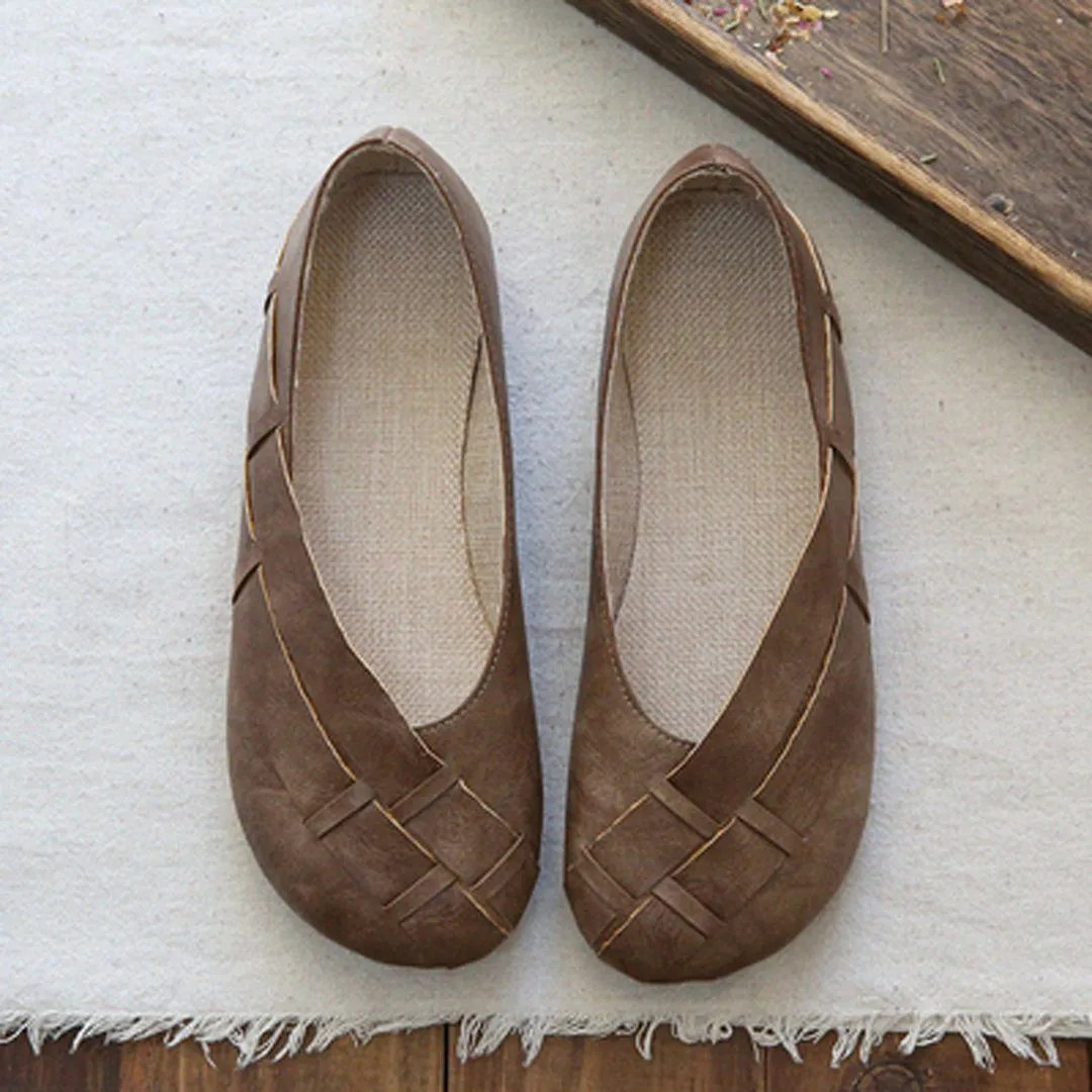 Babakud Soft Soled Woven Flat Slip-Ons Shoes