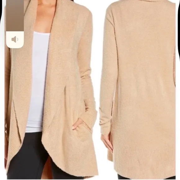 Barefoot Dreams Womens Tan Long Sleeve Open FrontCardigan Size XS/Small