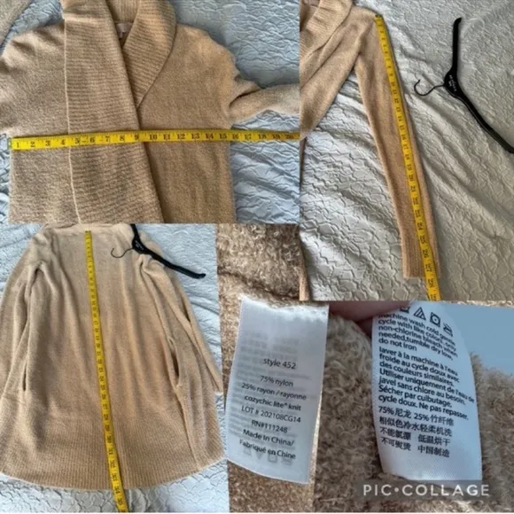 Barefoot Dreams Womens Tan Long Sleeve Open FrontCardigan Size XS/Small