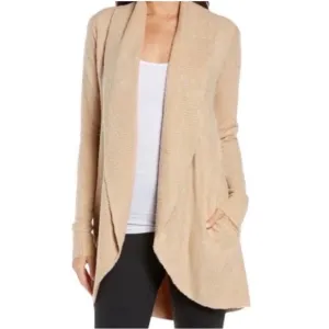 Barefoot Dreams Womens Tan Long Sleeve Open FrontCardigan Size XS/Small