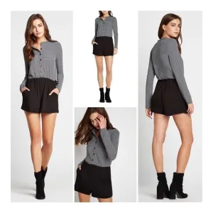 Bcbgeneration Striped Pocket Front ButtonUp Romper