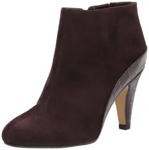 Bella Vita Women's Brennan Bootie Ankle Boot, Brown Kidsuede Leather/Croco, 9.5 Wide