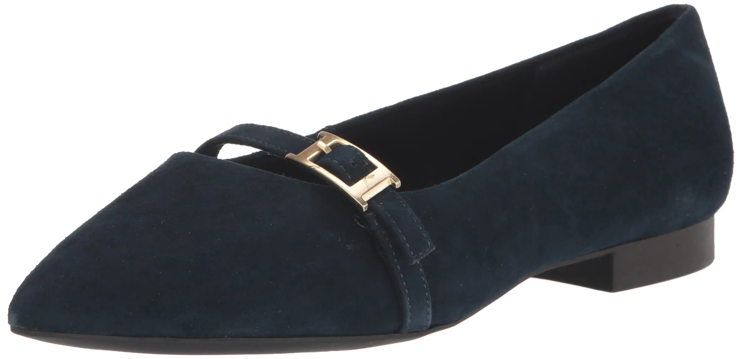 Bella Vita Women's Evanna Ballet Flat, Navy Suede Leather, 7 Wide