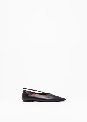BLACK LEATHER BALLET FLATS