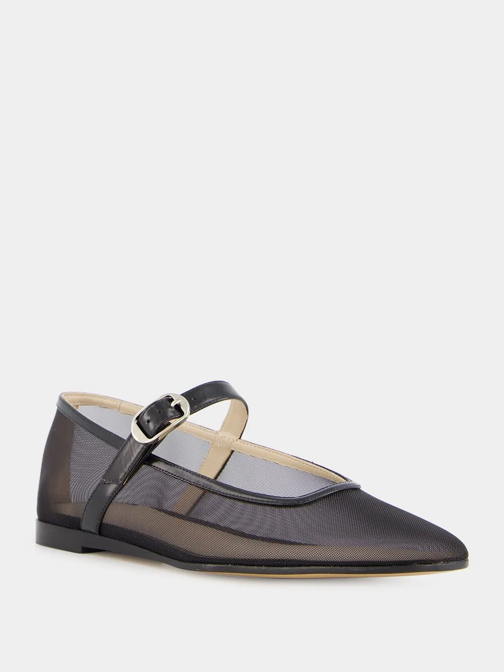 Black Mesh Mary Jane Flats