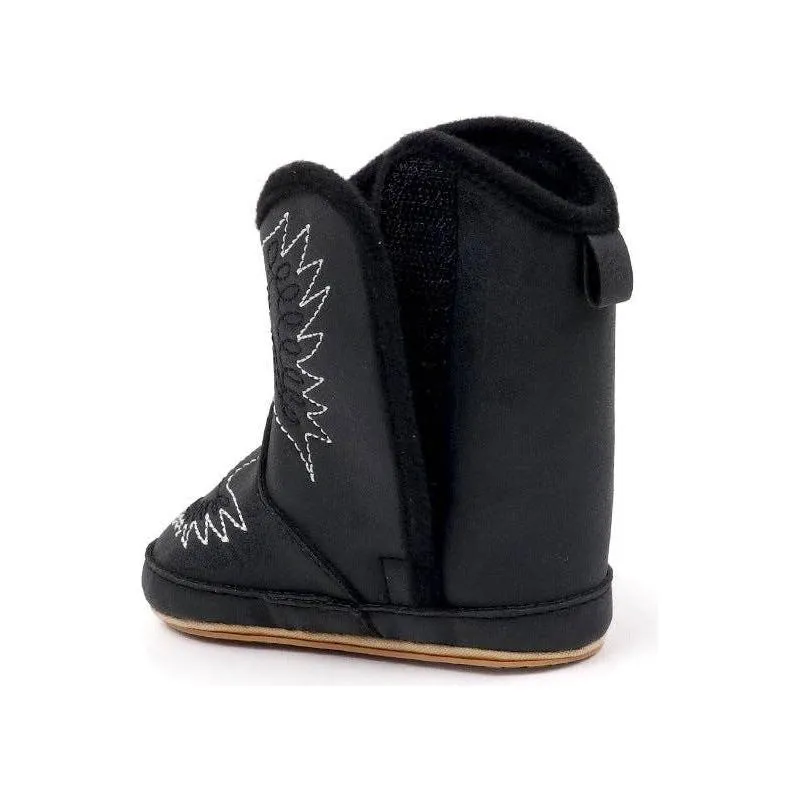 Black pleather baby  boots with velcro